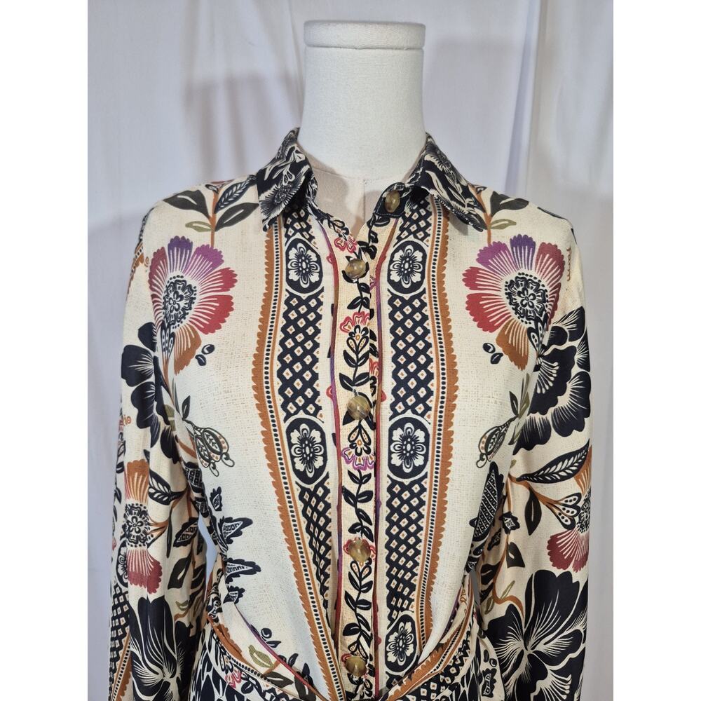 Farm Rio Romantic Garden Black Cream Floral Mini Dress New Medium - Picture 3 of 12